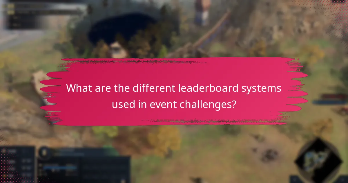 What are the different leaderboard systems used in event challenges?