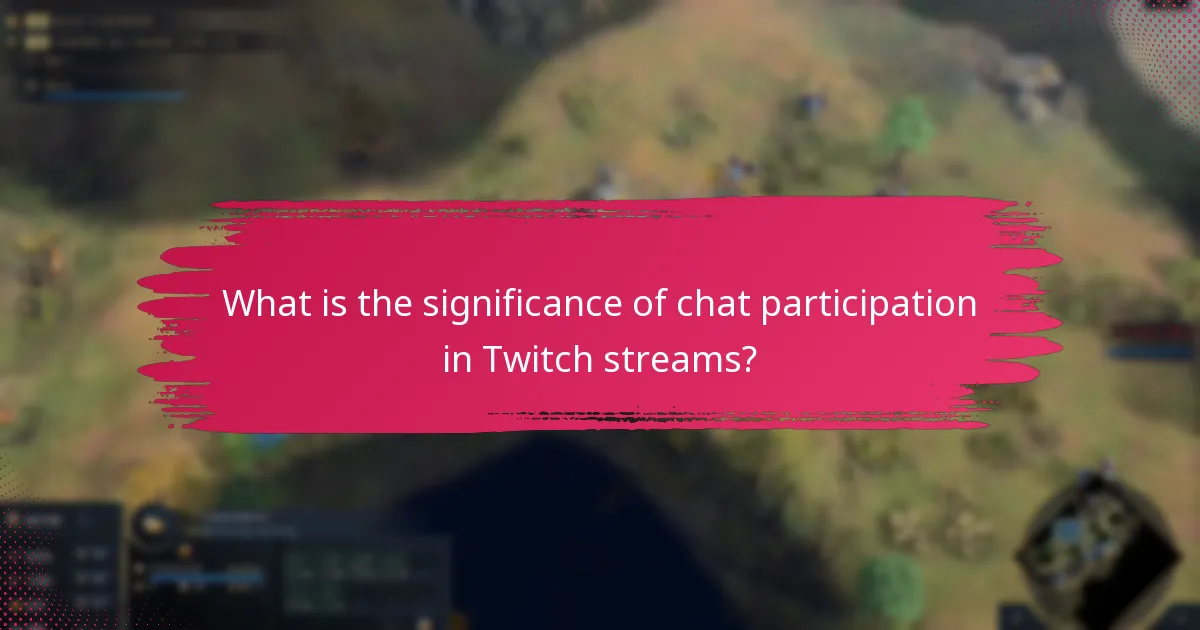 What is the significance of chat participation in Twitch streams?