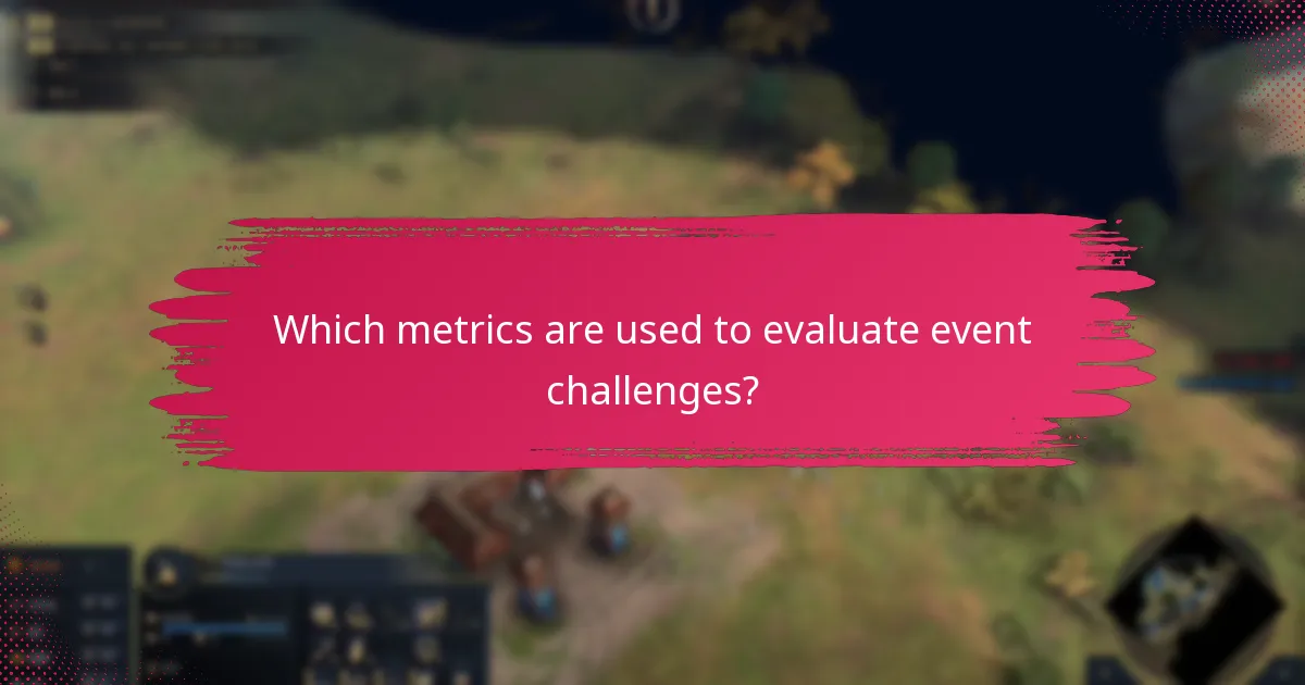 Which metrics are used to evaluate event challenges?