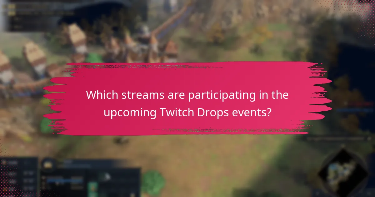 Which streams are participating in the upcoming Twitch Drops events?
